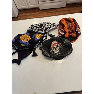 Harley Davidson and Skulls skull cap set of 4 his and hers used condition